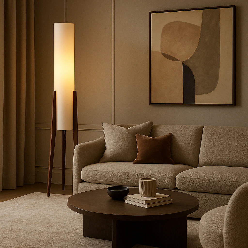 Elegante Stehleuchte aus Walnussholz - Image 3