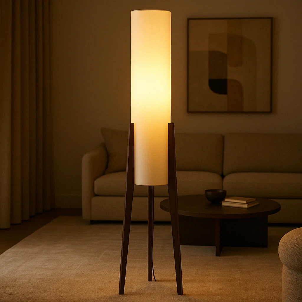 Elegante Stehleuchte aus Walnussholz - Image 7