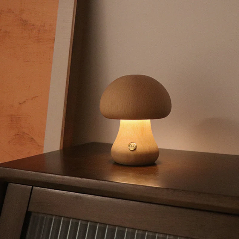 Holz Vintage Pilz Tischlampe - Image 13