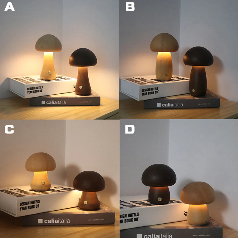 Holz Vintage Pilz Tischlampe - Image 5