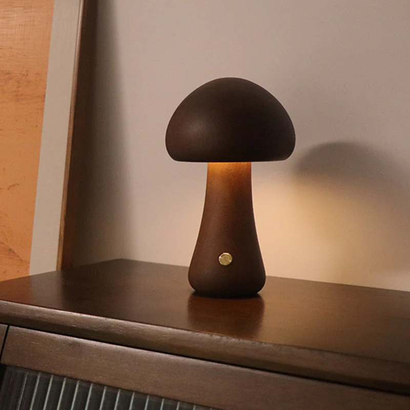 Holz Vintage Pilz Tischlampe - Image 8