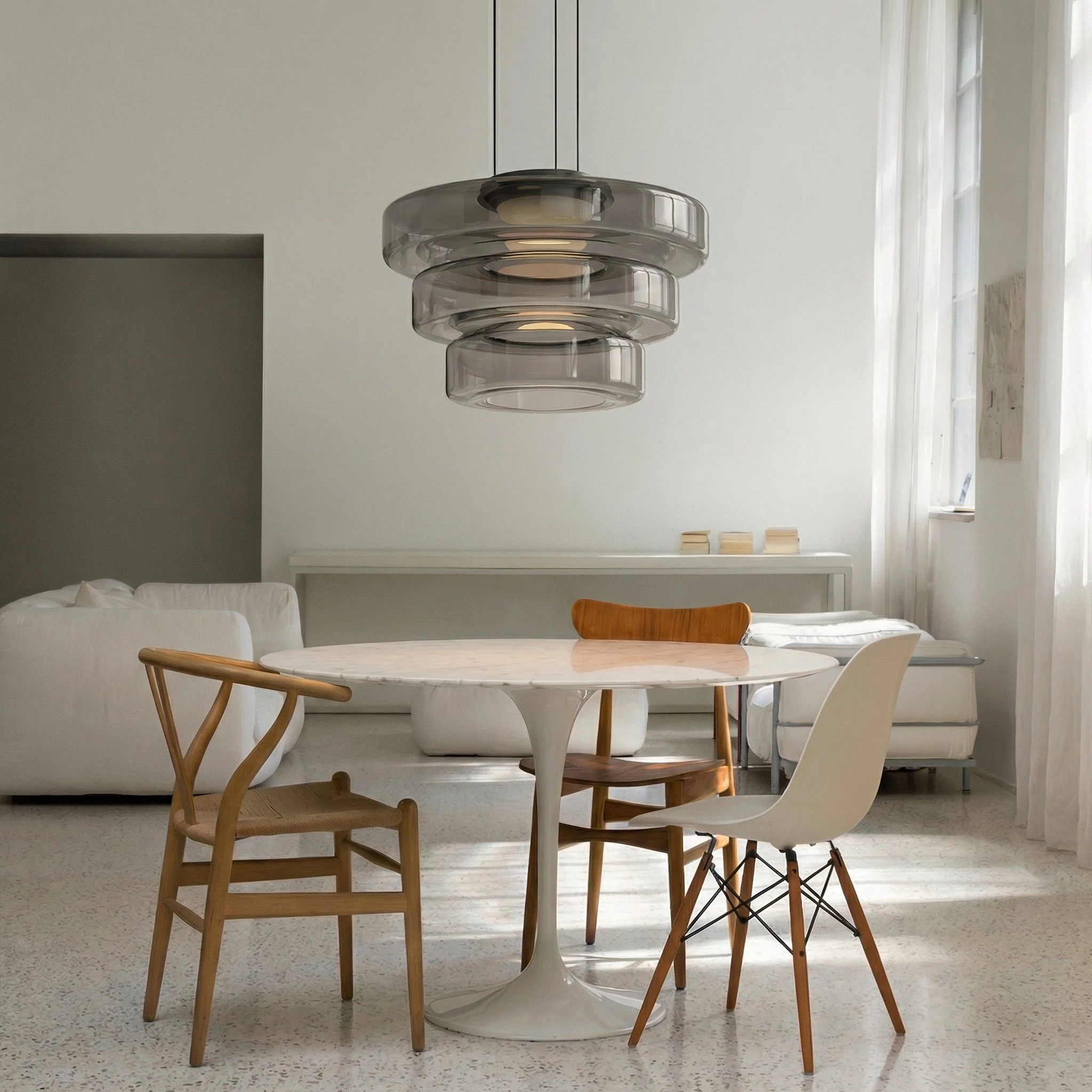 Nordische Bauhaus Pendelleuchte aus geschichtetem Glas - Image 4